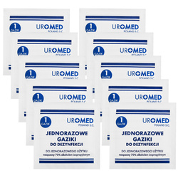 UROMED Gaziki do dezynfekcji nasączone 70% alkoholem izopropylowym 10 szt.