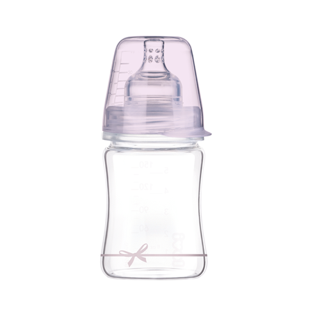 Lovi Butelka szklana DIAMOND GLASS 150 ml Baby Shower różowy smoczek mini 0m+