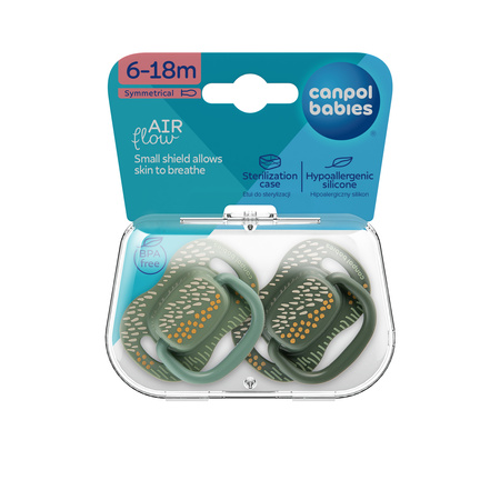 Canpol Smoczek uspokajający silikonowy 6-18m symetryczny Mountains 2 szt.